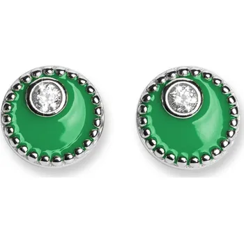 Náušnice Oliver Weber Stříbrné náušnice se zeleným smaltem Meliora 62258 GRE + 2 měsíce na vrácení zboží