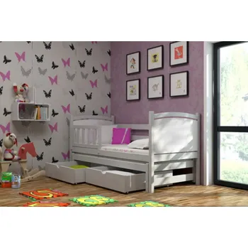 Postel Max-i Dětská postel s přistýlkou a zábranou MICHAELA PINE vč. roštů Zvolte rozměr:: 90 x 200 cm, Zvolte barvu:: barva černá + ŠUPLÍKY