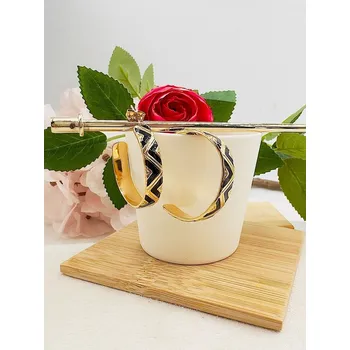 Náušnice B&E Bijoux Dámské zlaté náušnice kruhy chirurgická ocel, černé malované