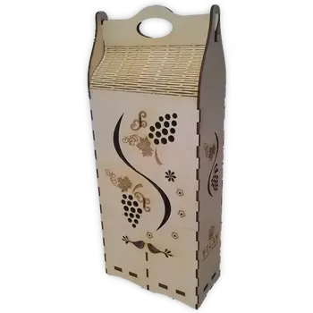 Dřevěná dárková krabice na 2 vína s moravským motivem 29-1