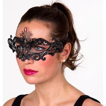 Karnevalový doplněk Černá škraboška - kovová