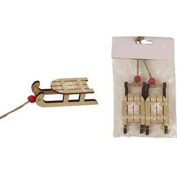 Vánoční dekorace Dekorační sáňky, 2 ks D4293-20 - 7,5 x 3,4 x 2,4 cm