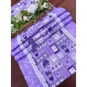 ubrus Běhoun - levadulový patchwork s fialovým mramorem