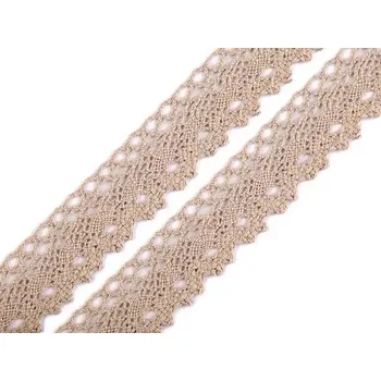 Stuha Krajková stuha 28mm béžová (Bavlněná krajka šíře 28mm paličkovaná béžová)
