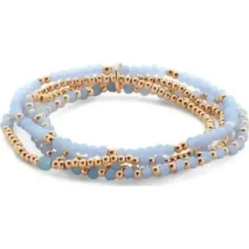 Náramek Victoria VBKACA875SM náramek s modrými korálky Rose/Gold