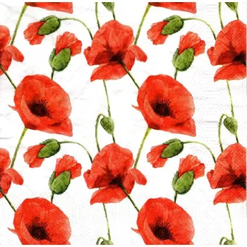 Papírový ubrousek UBR74, Ubrousek, 16x16 cm, VLČÍ MÁKY, 1 bal.