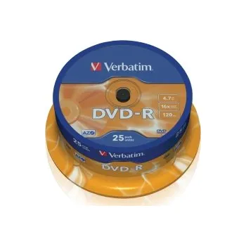 Optické médium VERBATIM DVD-R(25-Pack)Spindl/MattSlvr/16x/4.7GB 43522