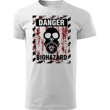 Pánské tričko STRIKER Tričko Danger biohazard Barva: Bílá, Velikost: S