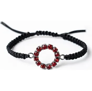 Náramek WUX Macramé kolečko červený krystal VELIKOST NÁRAMKU: Pánská....18cm, BARVA PROVÁZKU: Tmavě hnědá, PRŮMĚR PROVÁZKU: Ø 1mm