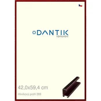 Rám na obraz DANTIK rámeček 42x59,4 | ALU profil 7269 Červená Rubin broušená (Plexi Čiré) (Vyrobeno s láskou u nás v DANTIKU)