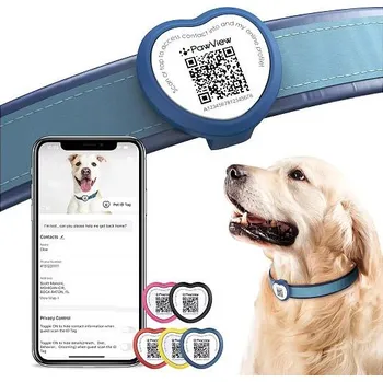 psí známka PawView chytrá známka pro psy a kočky srdce - Modrá