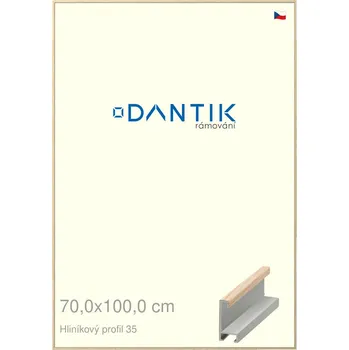 Rám na obraz DANTIK rámeček 70x100 | ALU profil 6035 Dýha dub raw (Plexi Čiré) (Vyrobeno s láskou u nás v DANTIKU)