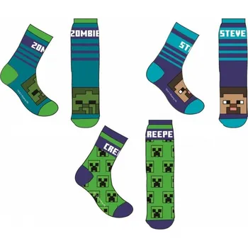 Chlapecké oblečení DOVOZ EU CHLAPECKÉ PONOŽKY MINECRAFT SADA 3 KS Velikost: 27/30