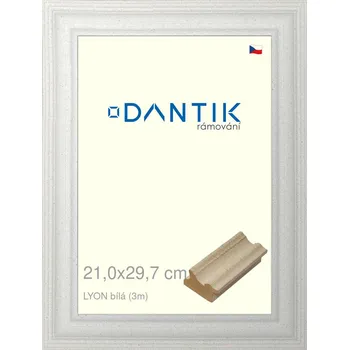 Rám na obraz DANTIK rámeček 21x29,7 | LYON Bílá (Sklo Čiré) (Vyrobeno s láskou u nás v DANTIKU)