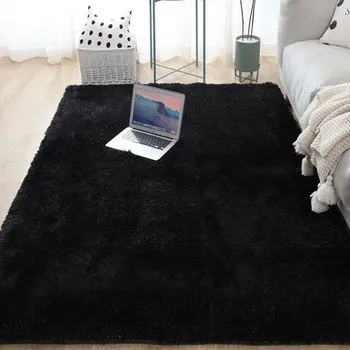 Koberec Koberec do obýváku měkký chlupatý - Černá,120 x 160 cm (47 x 63 palců)