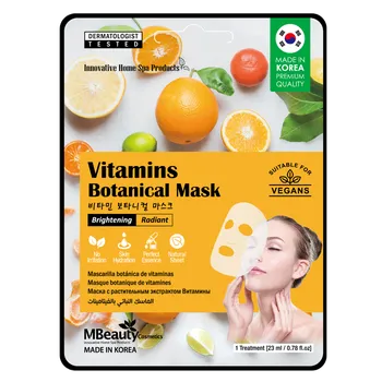 Pleťová maska MBeauty Botanic rozsvětlující a rozjasňující plátýnková maska s vitamíny, 23 g