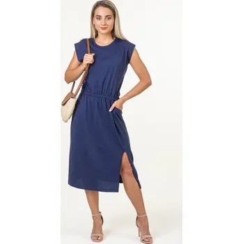 Dámské šaty BudesIN Námořnické modré ležérní šaty Tarra s kapsami Velikost: S