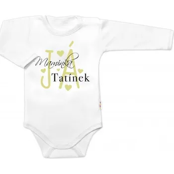 Kojenecký body Baby Nellys Body dlouhý rukáv, Maminka, Tatínek JÁ, Baby Nellys, bílé Vel. 74