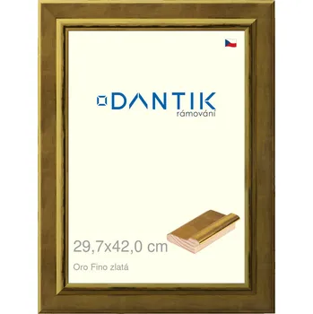 Rám na obraz DANTIK rámeček 29,7x42 | Oro Fino zlatá (Plexi Čiré) (Vyrobeno s láskou u nás v DANTIKU)