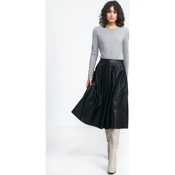 Dámská sukně Midi sukně z ekokůže NIFE SP71 Barva: Černá, Velikost: 2XL