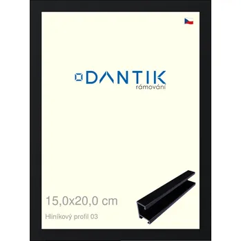 Rám na obraz DANTIK rámeček 15x20 | ALU profil 7003 Černá Florentinská (Sklo Čiré) (Vyrobeno s láskou u nás v DANTIKU)