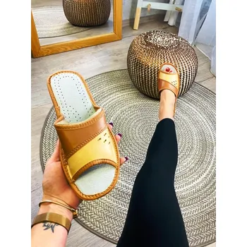 Dámské pantofle Dámské otevřené papuče hnědé model 11, VELIKOST 38