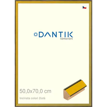 Rám na obraz DANTIK rámeček 50x70 | INCLINATA colori žlutá (Plexi Čiré) (Vyrobeno s láskou u nás v DANTIKU)