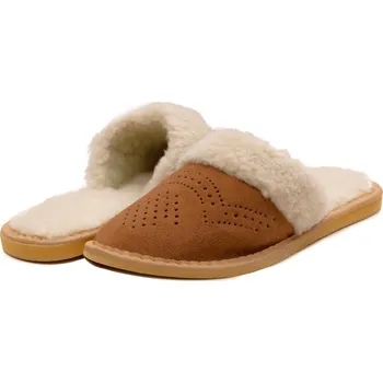 Dámské pantofle Dámské kožené papuče Model 17 hnědé, VELIKOST 41