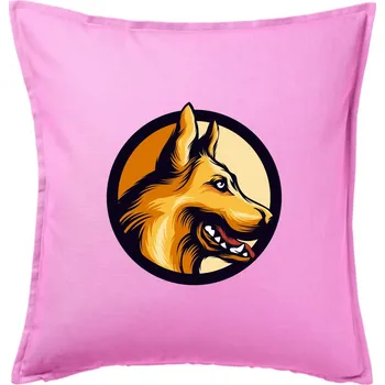 Polštář Německý ovčák - v kruhu - Polštář 50x50 - 50x50 - Pouze potah ( Růžová )