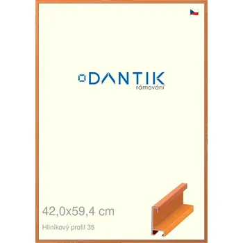 Rám na obraz DANTIK rámeček 42x59,4 | ALU profil 6035 Dýha barevná oranžová (Plexi Čiré) (Vyrobeno s láskou u nás v DANTIKU)