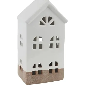 Vánoční dekorace KERAMICKÝ DOMEČEK S LED OSVĚTLENÍM 16,6cm