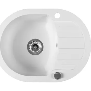 Granitový dřez SAPHO - Granitový vestavný dřez s odkapem, 61x46,5cm, bílá GR1231