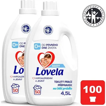 Prací gel LOVELA Baby tekutý prací přípravek na bílé prádlo 2× 4,5 l (100 praní)