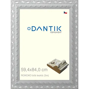 Rám na obraz DANTIK rámeček 59,4x84 | ROKOKO bílá lesklá (Plexi Čiré) (Vyrobeno s láskou u nás v DANTIKU)