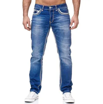 Pánské džíny Stylové pánské džíny s přetíráním Barva: Světle Modrá, Velikost: S