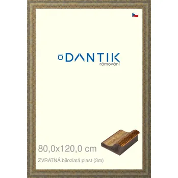 Rám na obraz DANTIK rámeček 80x120 | ZVRATNÁ bílozlatá plast (Plexi Čiré) (Vyrobeno s láskou u nás v DANTIKU)