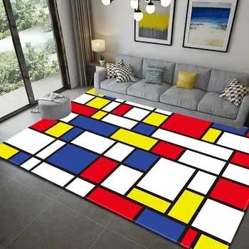Koberec Geometrický barevný koberec do obýváku ložnice | styl Lego - 7,60 x 90 cm 24 x 36 palců