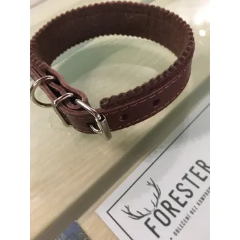 Obojek pro psa Kožený obojek hnědý - podšitý lodenem 35