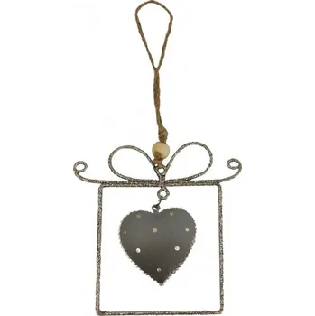Vánoční dekorace DEKORACE K ZAVĚŠENÍ SRDCE STŘÍBRNÉ