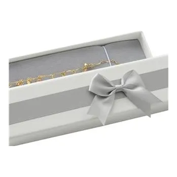 Dárková krabička KR0347-GR Dárková krabička na náramek, bílá se šedou mašlí