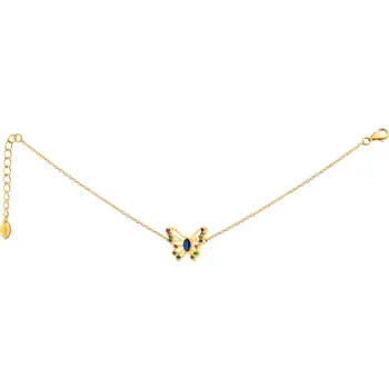 Náramek Pozlacený stříbrný náramek se zirkony - motýl - AP534-1569