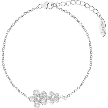 Náramek Stříbrný náramek se zirkony - květy - AP535-5586