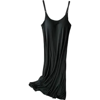 Dámská noční košile Bavlněná těhotenská/kojící noční košilka s úzkými ramínky Barva: B - černá, Velikost: XL