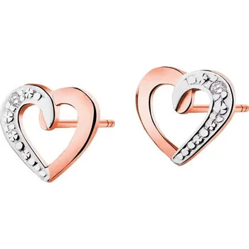 Náušnice Náušnice z růžového zlata s diamanty - srdce - 0,005 ct - ryzost 585 - 101.236