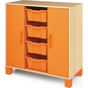 Zahradní úložný box Nízká skříň ORZE 2 dveře a 4 zásuvky (více barev) Zelená Buk