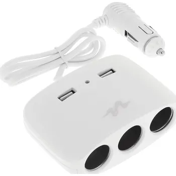 Rozdělovač Roztrojka zapalovače 12/24V 2 x 2,1 A s kabelem 75 cm