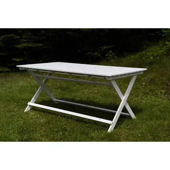 Zahradní stůl Vingo Dřevěný skládací zahradní stůl z akácie - bílý Rozměry (cm): 171 x 88