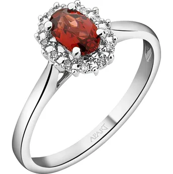 Prsten Prsten z bílého zlata s diamanty a granátem - ryzost 585 - 110.554