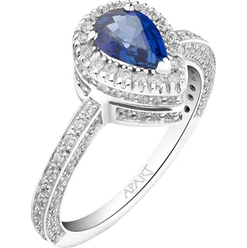 Prsten Prsten z bílého zlata s brilianty a safírem - ryzost 585 - 178.100