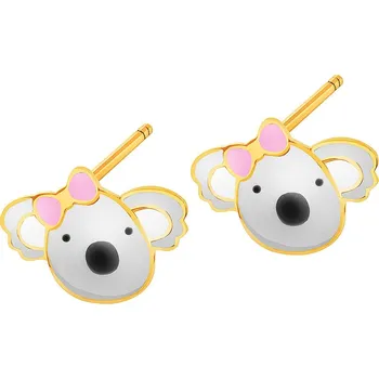 Náušnice Zlaté náušnice se smaltem - medvídci koala - AP536-3604